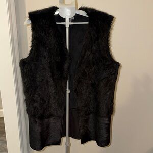 Neiman Marcus Black Faux Fur Vest